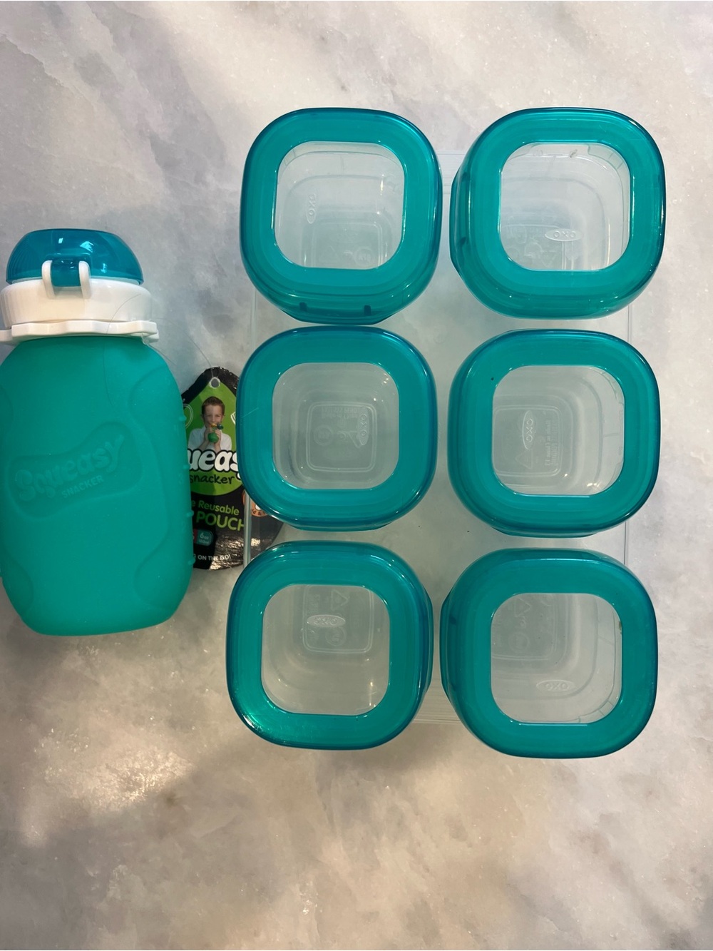 OXO Tot Baby Blocks Storage Containers 2 Oz and Squeasy Silicone Pouch 6 oz